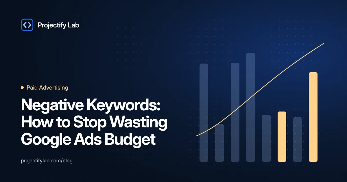 Negative Keywords: How to Stop Wasting Google Ads Budget - Projectify Lab Paid Advertising guide featured image