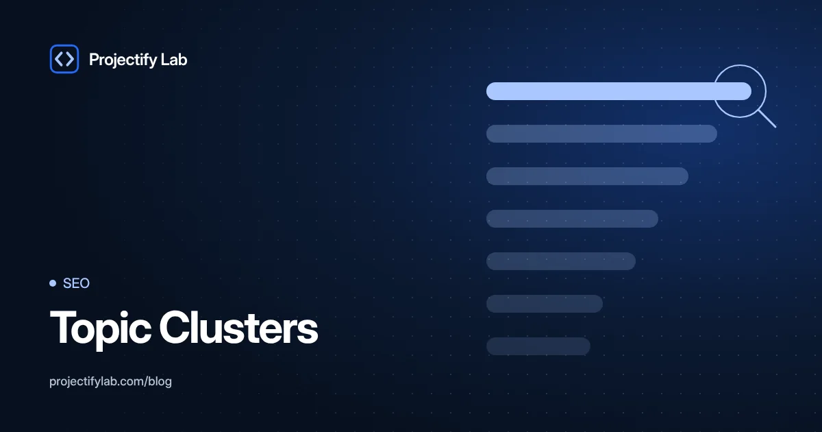 Topic Clusters: How to Build Topical Authority With Pillar Pages and Content Hubs - Projectify Lab SEO guide featured image
